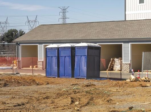 multiple construction porta potties can be rented at once for a single work site in order to accommodate multiple workers and prevent lines